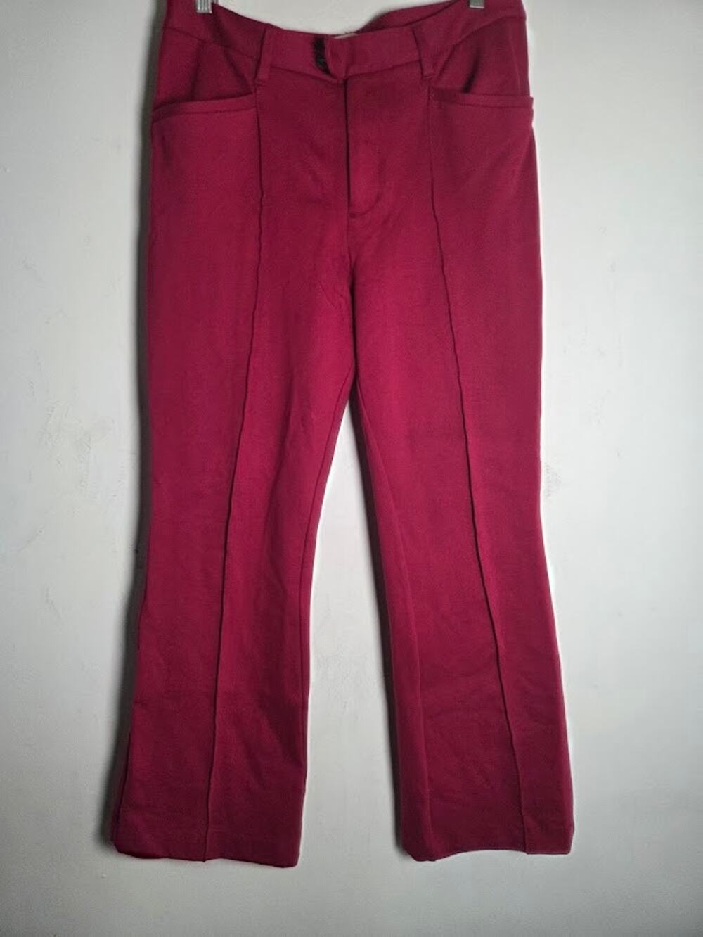 Anthropologie "The Essential Trouser" Burgandy Red Wide Leg Midrise Pants sz 10